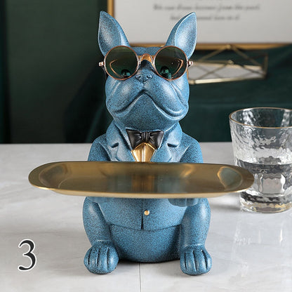 Resin Cool Bulldog Statue Coin Bank Figurine Home