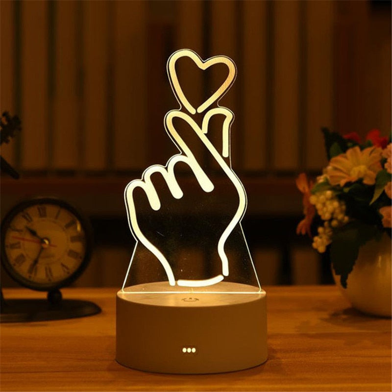 3D Lamp Acrylic USB LED Night Lights Neon Sign Lamp