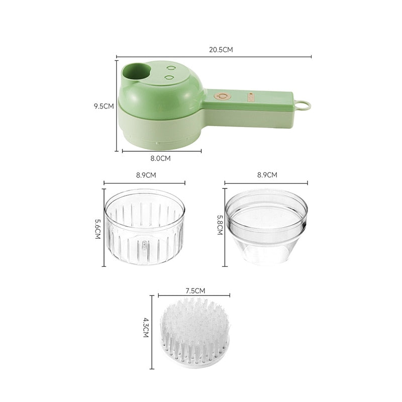 4In1 Electric Vegetable Cutter Set Handheld Wireless