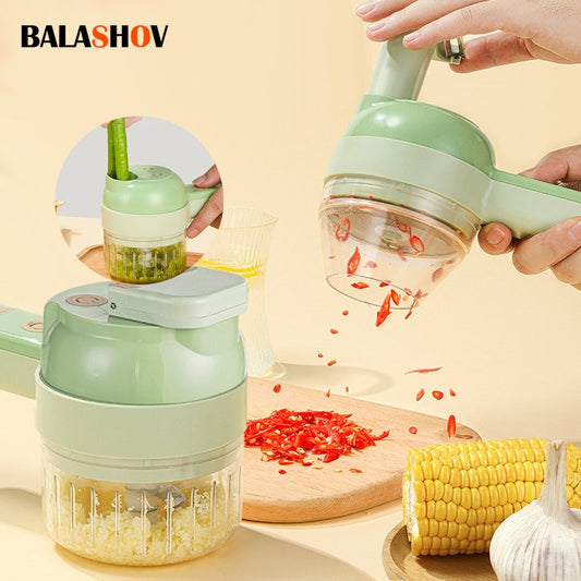 4In1 Electric Vegetable Cutter Set Handheld Wireless