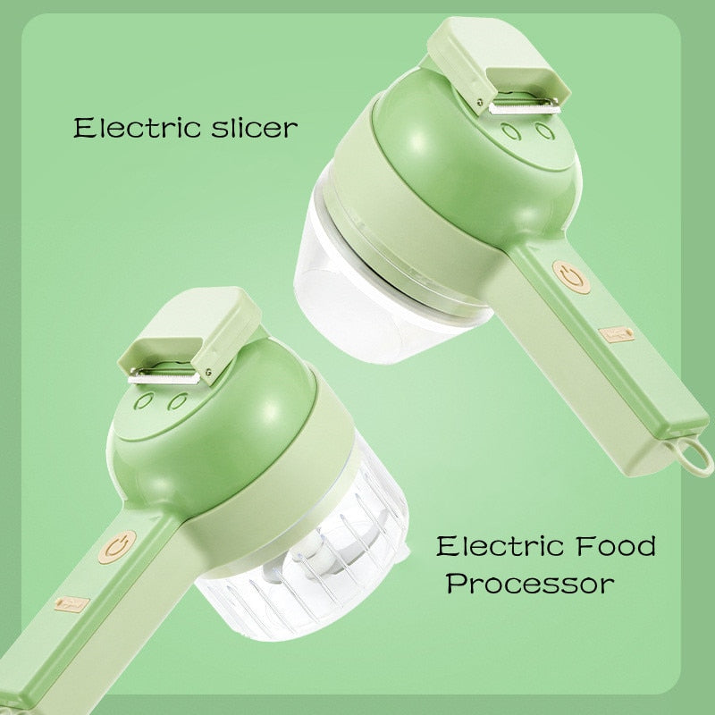 4In1 Electric Vegetable Cutter Set Handheld Wireless